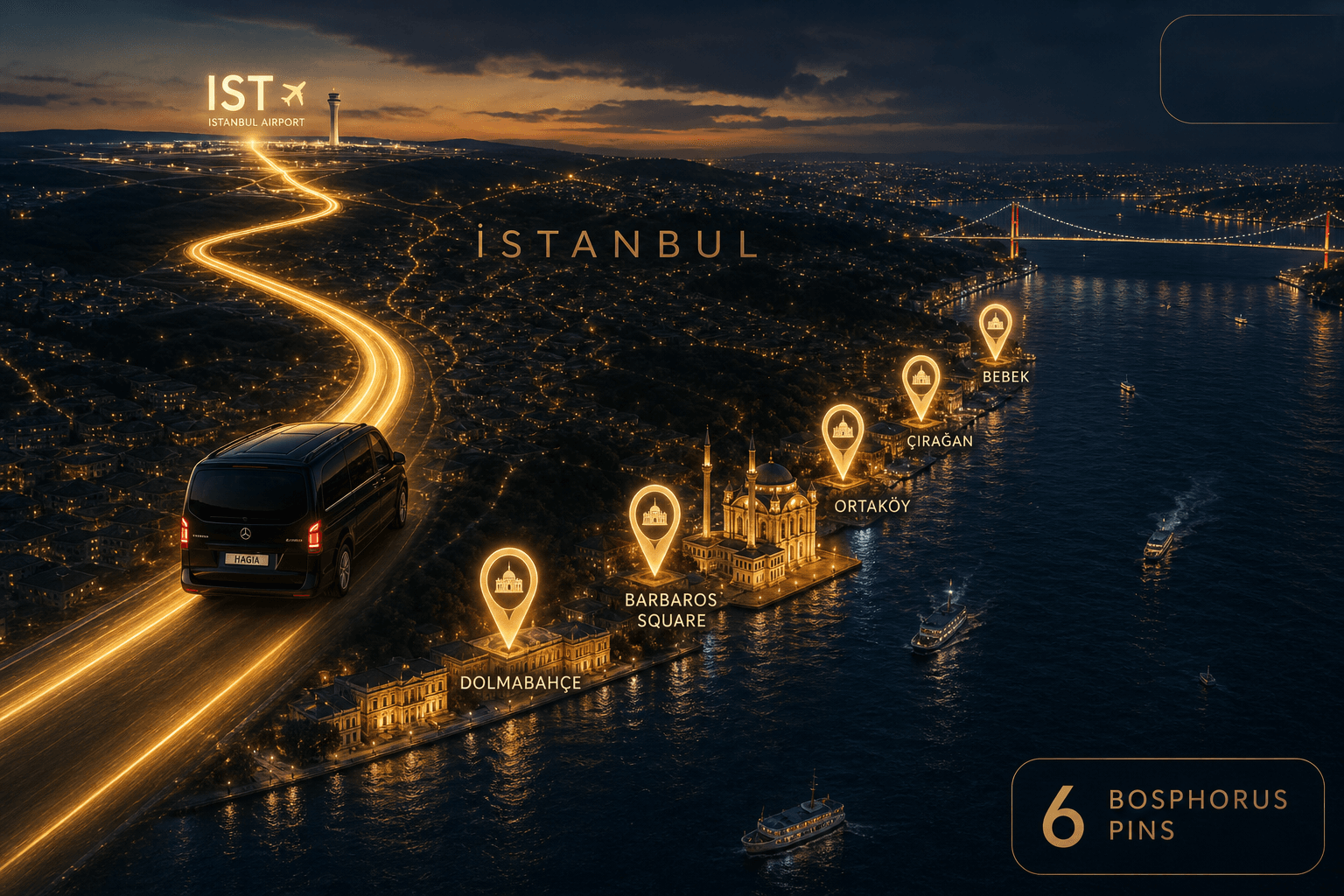 istanbul airport to besiktas private transfer cover IST Gate 9 to Beşiktaş