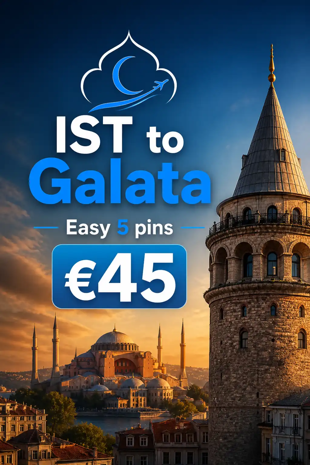 istanbul airport to galata Hagia Sophia Travel Easy 5 Tower Drop Pins cover