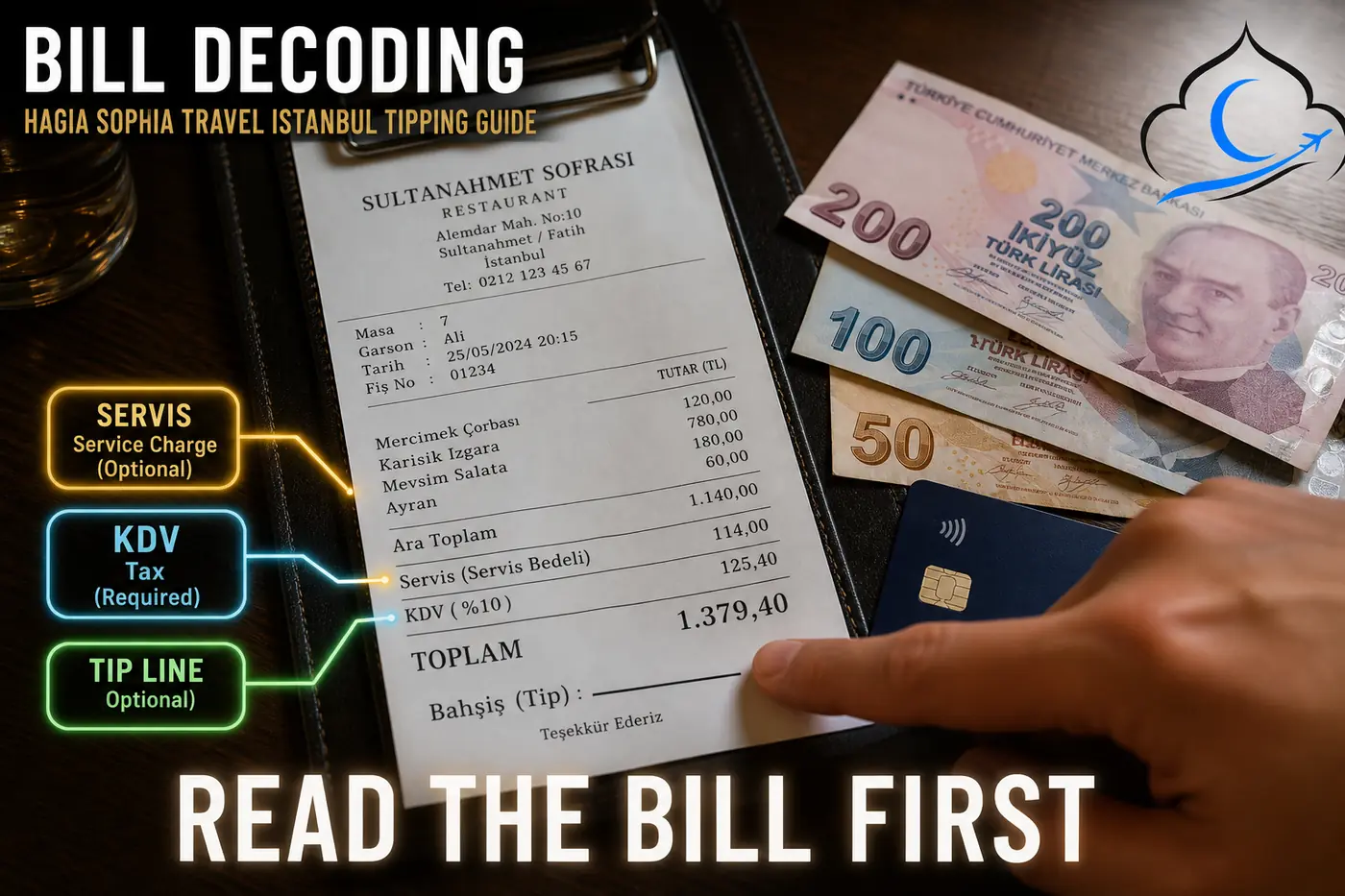 istanbul tipping guide day-one cash kit at a Sultanahmet café