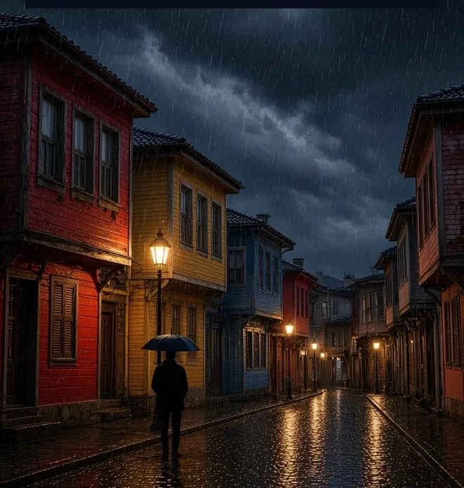 balat istanbul rain night at a closed door, Easy 4 street clocks