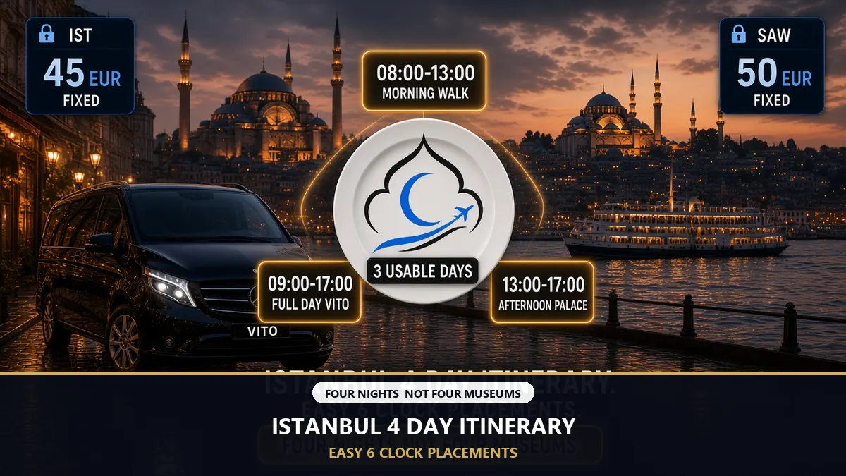 Istanbul 4 day itinerary Easy 6 clock placements on 3 usable days