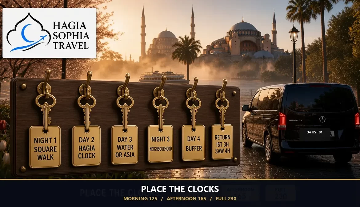 Istanbul 4 day itinerary Easy 6 clock placements on 3 usable days