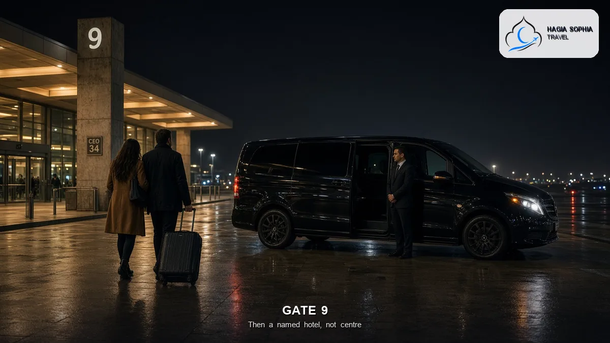 Istanbul airport hotel transfer from Gate 9 to a Sultanahmet hotel door