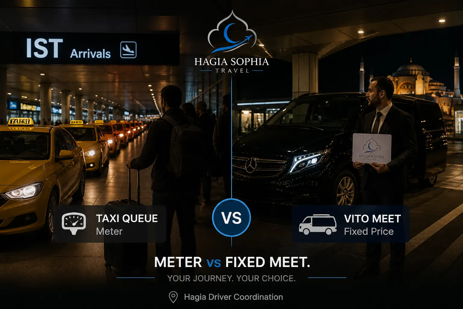 istanbul airport taxi price Hagia Easy 5 meter vs fixed €45 cover