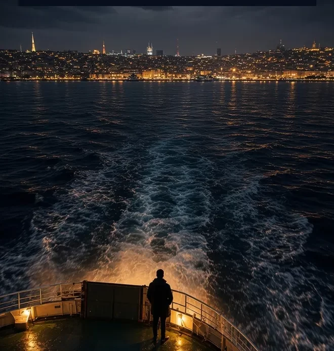 kadikoy from sultanahmet rain ferry looking back at the ridge, Easy 4 Asia clocks
