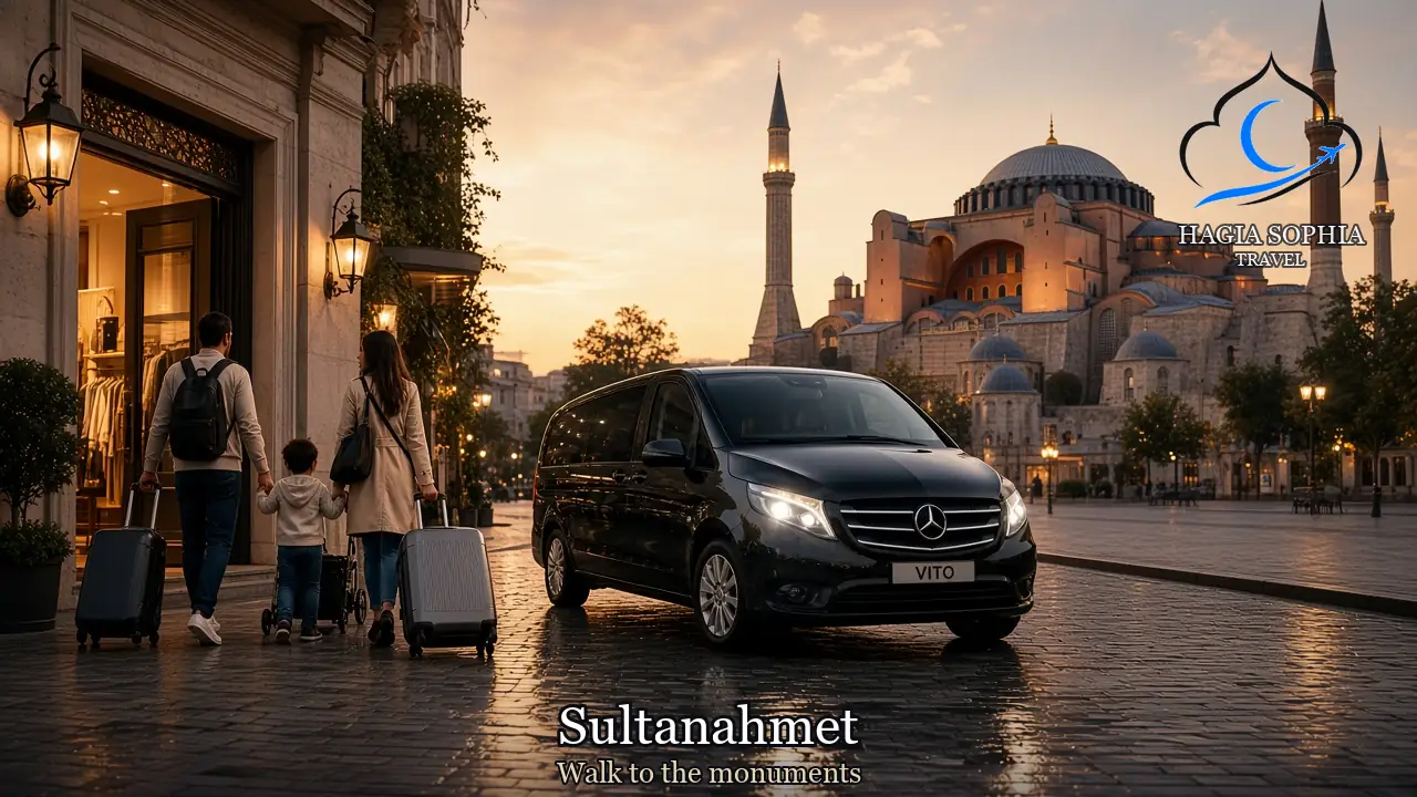 Sultanahmet vs Taksim split with a private Mercedes Vito between the Old City and Beyoglu