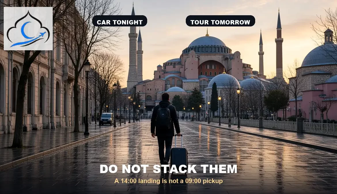 Istanbul full day tour lane toward Hagia Sophia at dusk