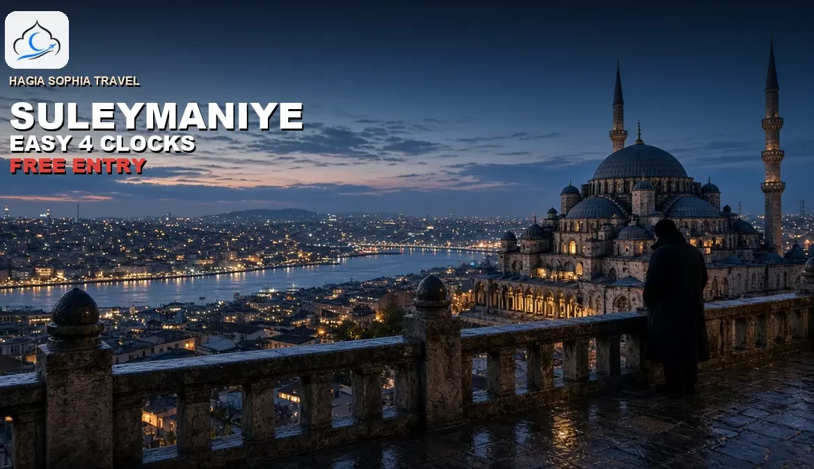 suleymaniye mosque terrace over the Golden Horn at dusk