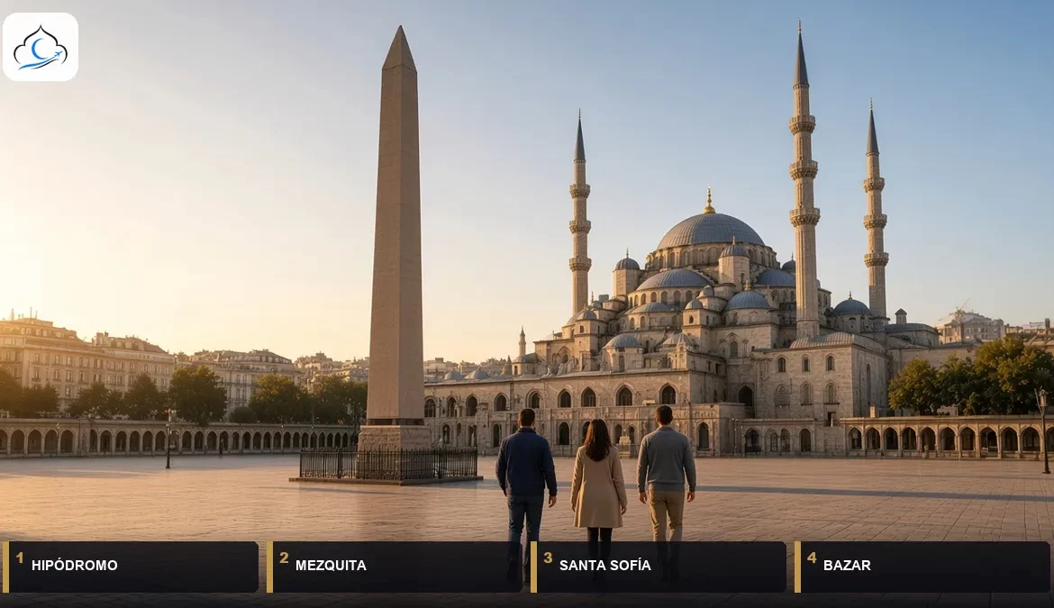 Tour por la ciudad vieja de Estambul de noche frente a la Mezquita Azul